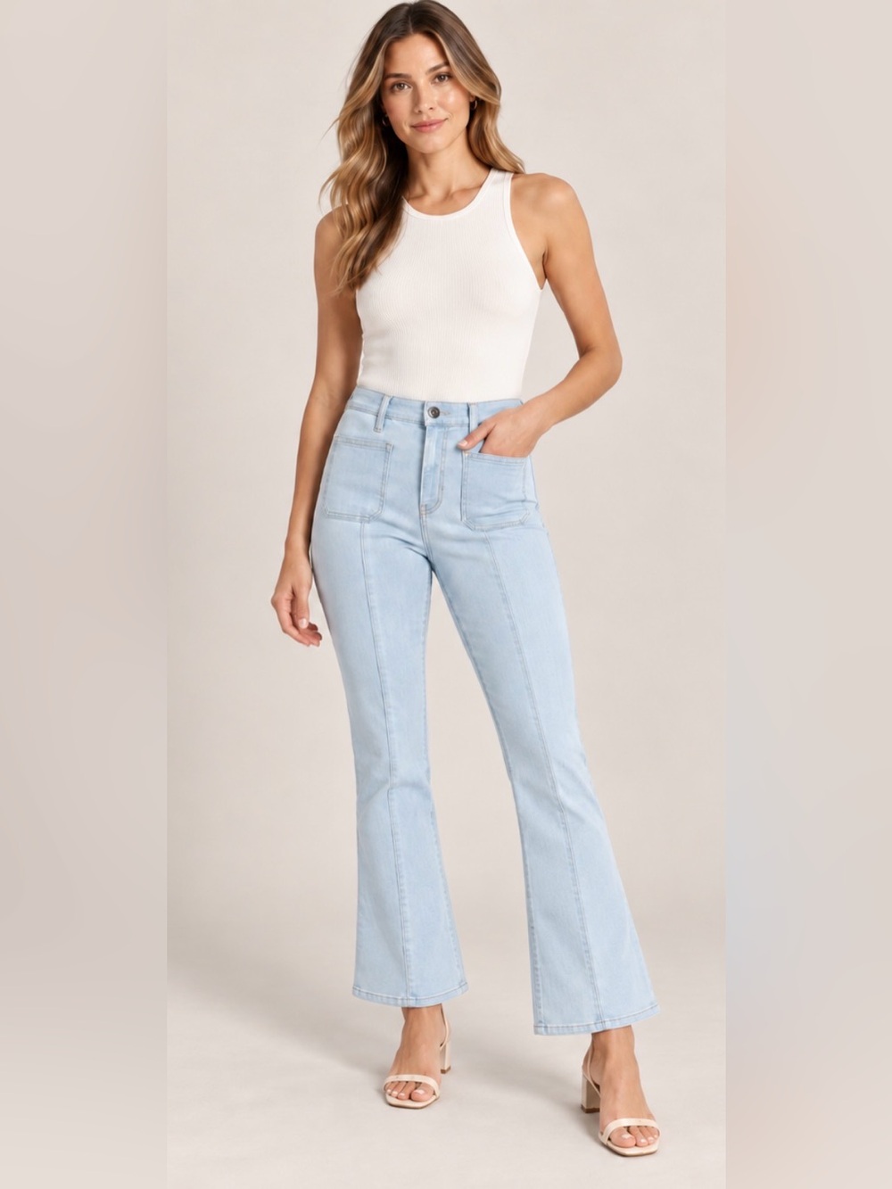 Veronica Beard Carson High Rise Ankle Flare Jeans Size 28 Light Blue